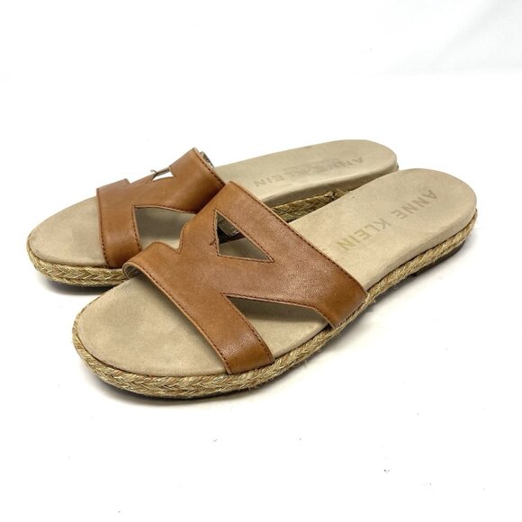 Anne Klein Akdalina Tan Brown Espadrille Slides Sandals‎ Leather 8 Women’s - Picture 3 of 10